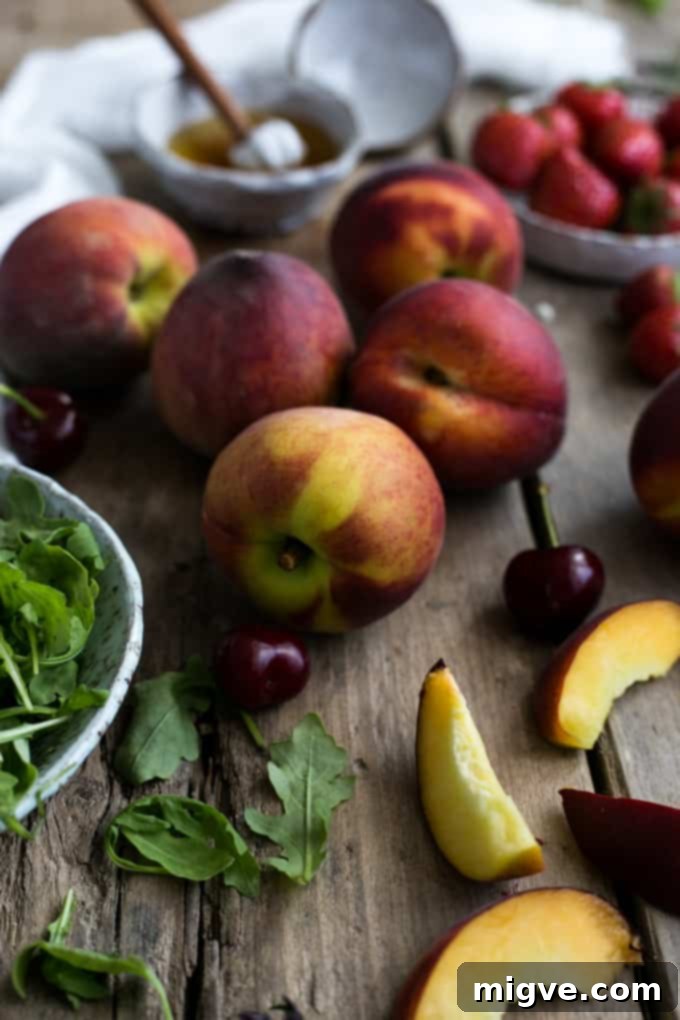 Healthy Peach and Arugula Salad with Homemade Balsamic Dressing