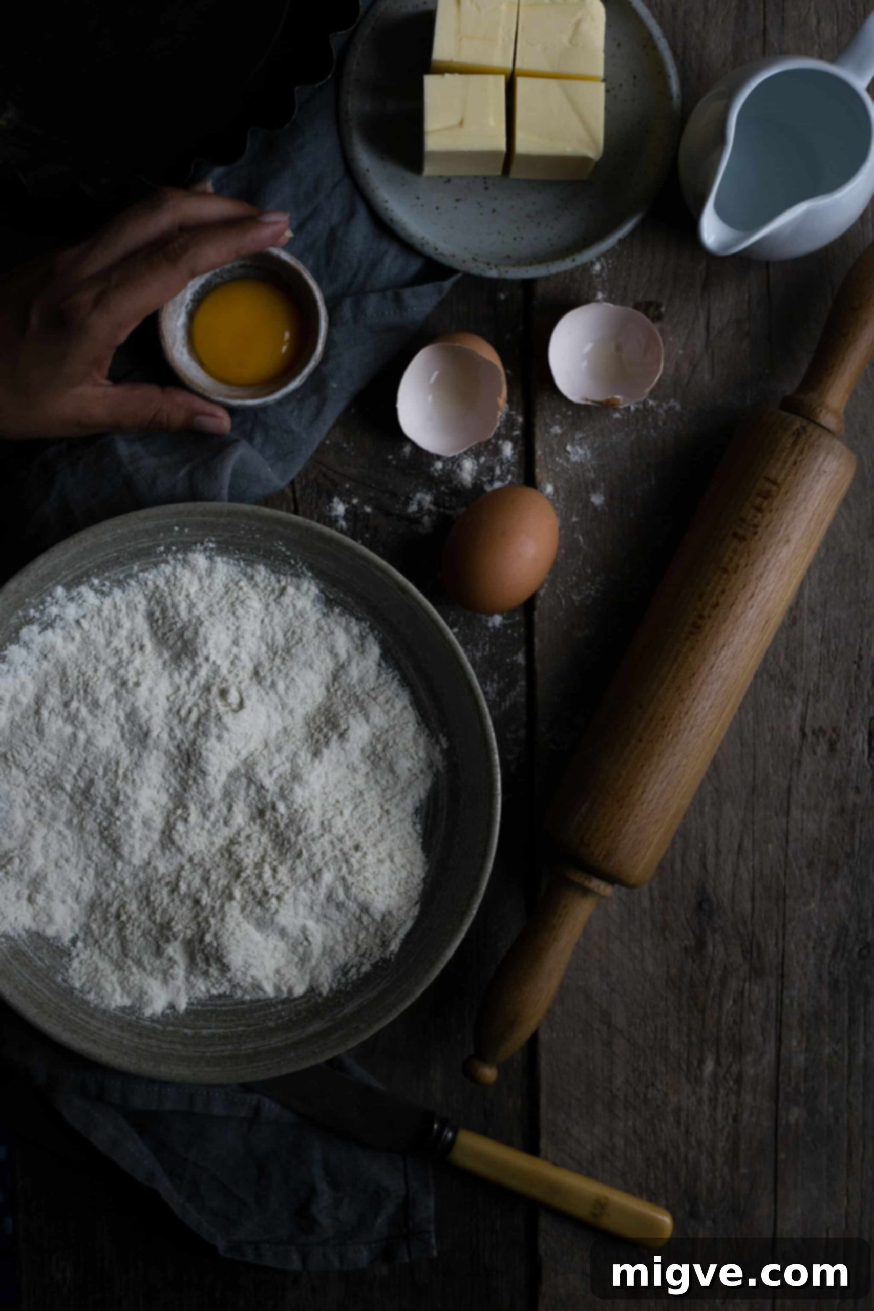 Homemade blackberry jam tart with flaky pastry crust