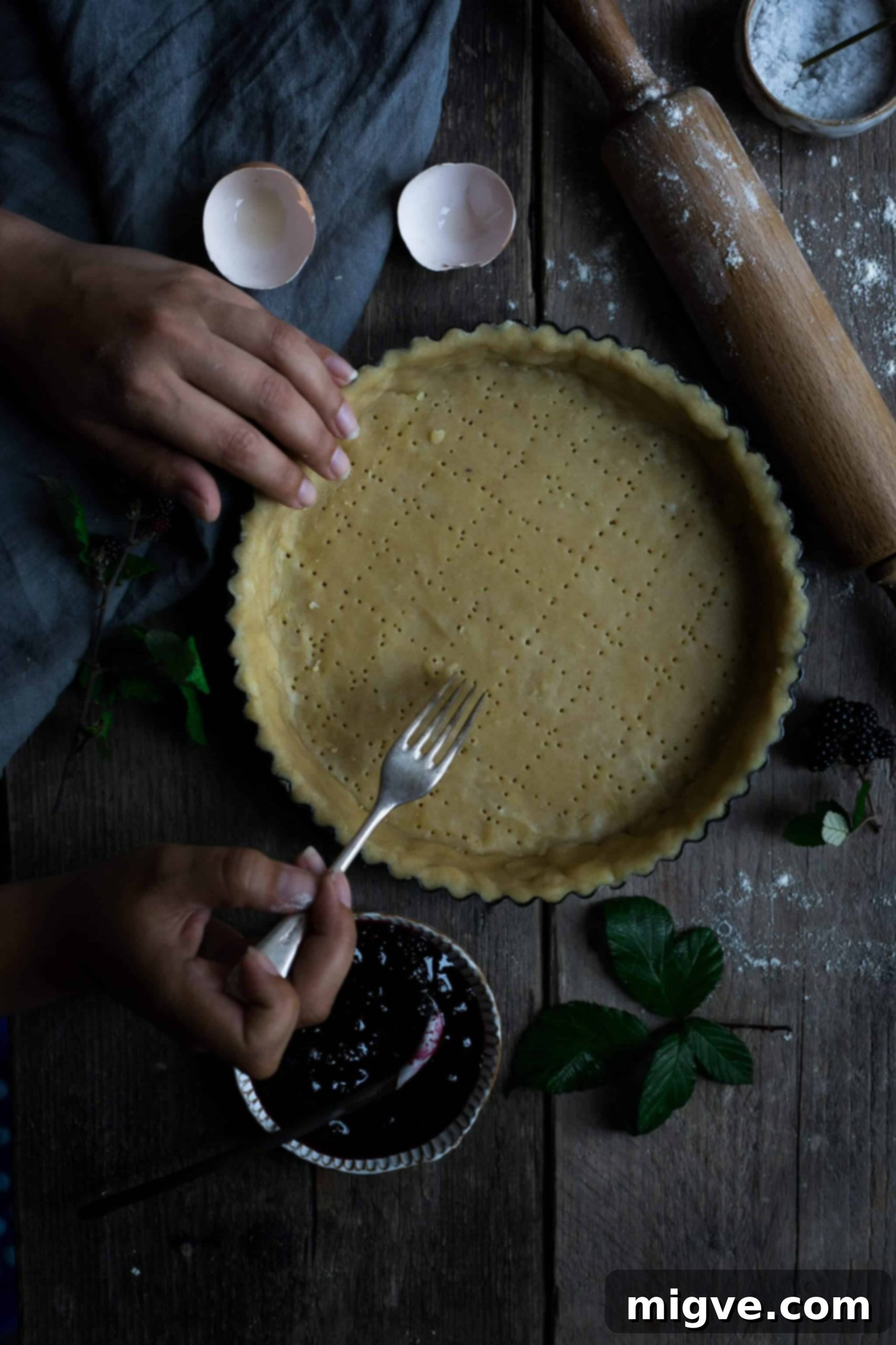 Blackberry lattice pie with golden brown pastry