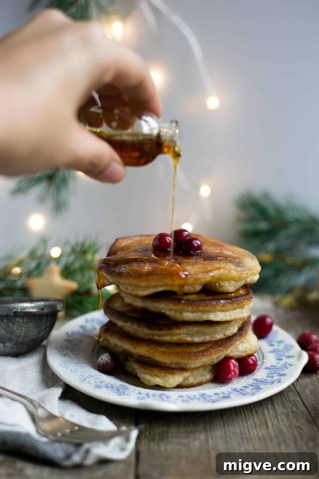 Rum & raisin pancakes, the ultimate festive breakfast for Christmas morning, vegan and dairy-free.