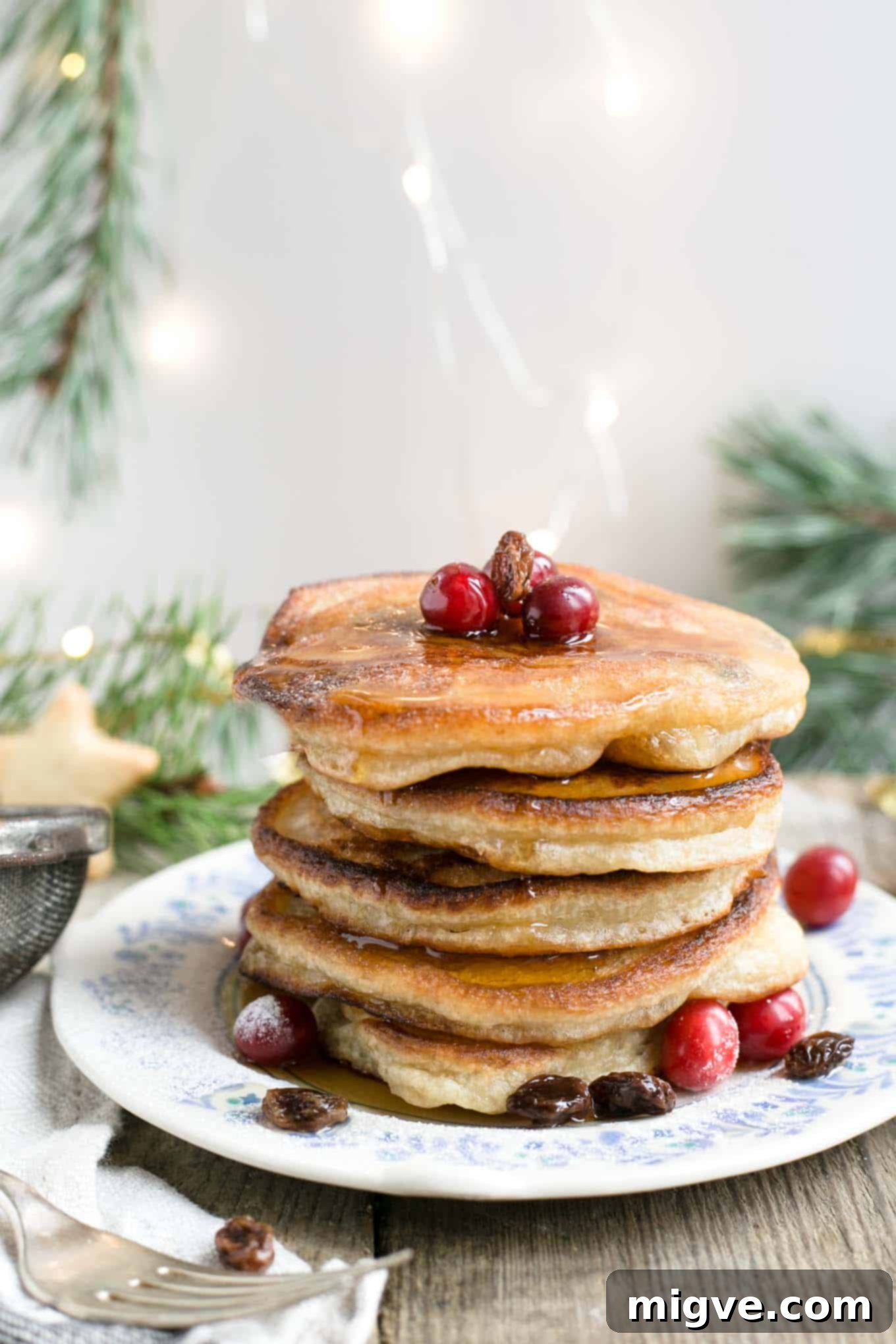 Sensational rum & raisin pancakes for breakfast or brunch, easy to make and quickly a favorite.