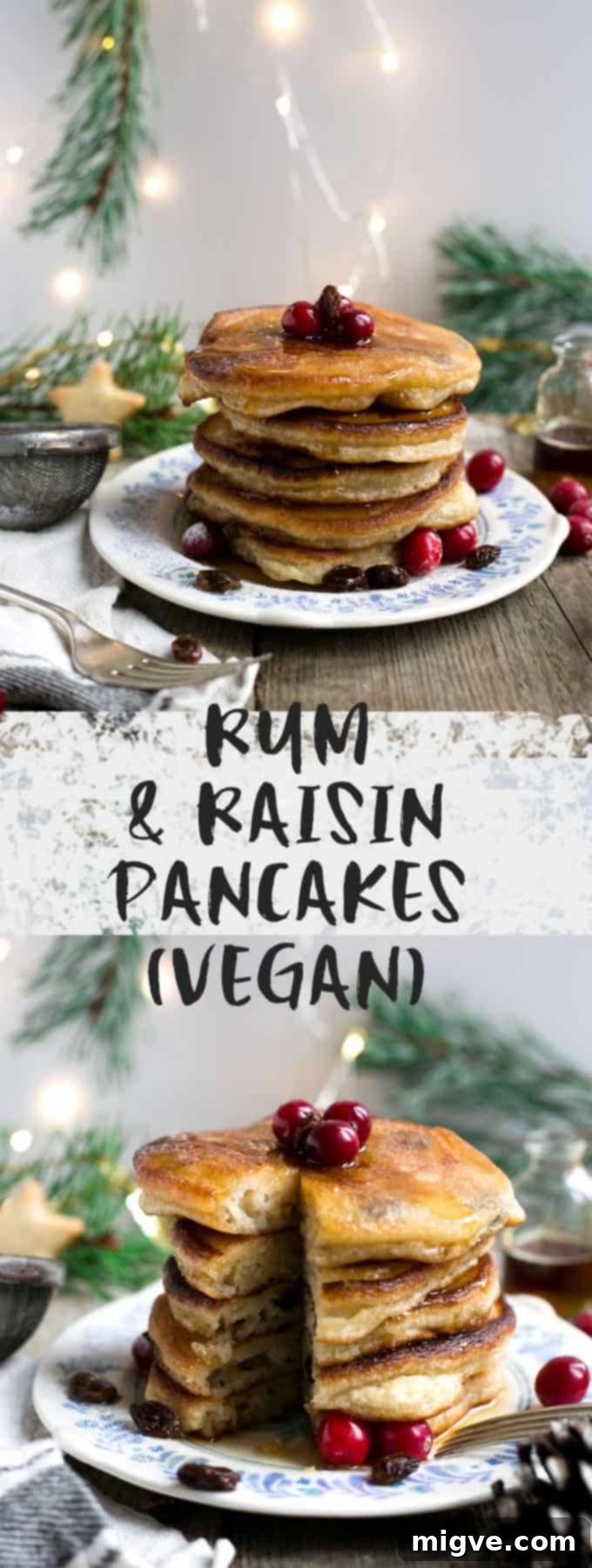 Soft, fluffy, and festive rum & raisin pancakes for a delightful Christmas morning.