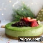 Matcha & ginger cheesecake recipe photo for vegan and dairy-free dessert.