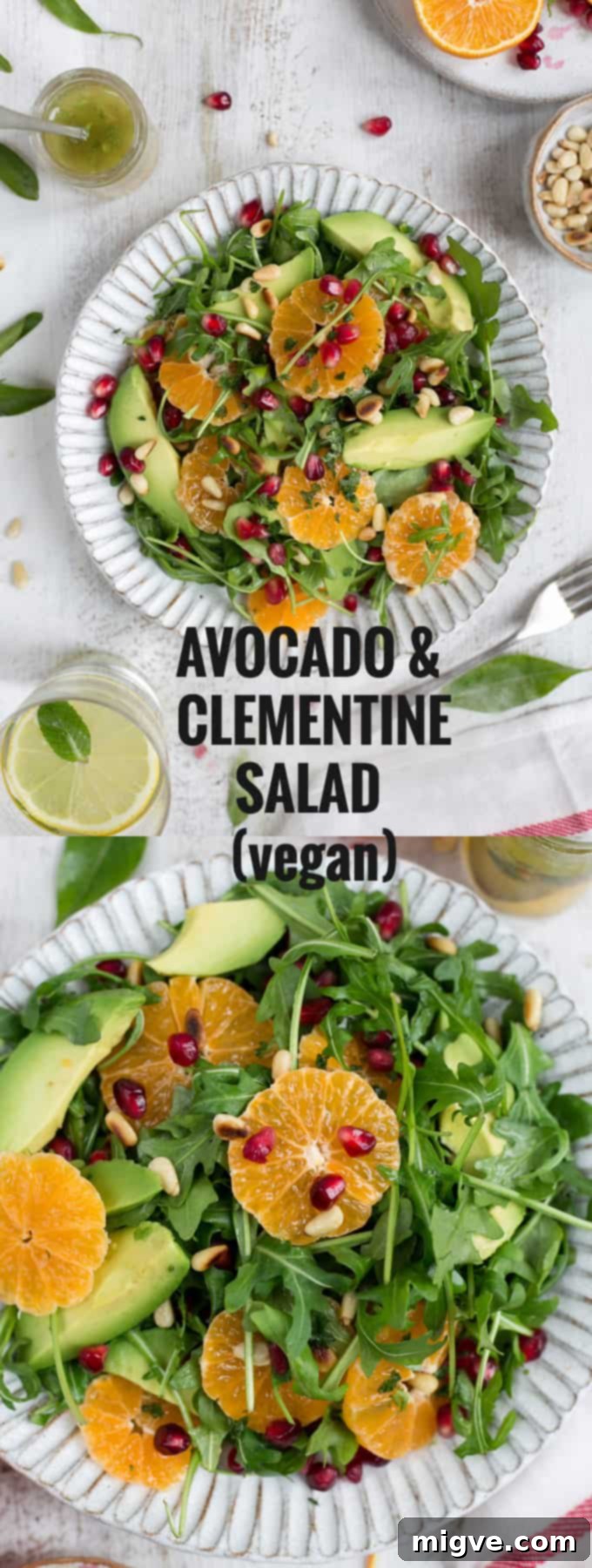 Super- clean avocado and clementine salad with tangy citrus dressing #vegan #dairyfree #healthy | via @annabanana.co 