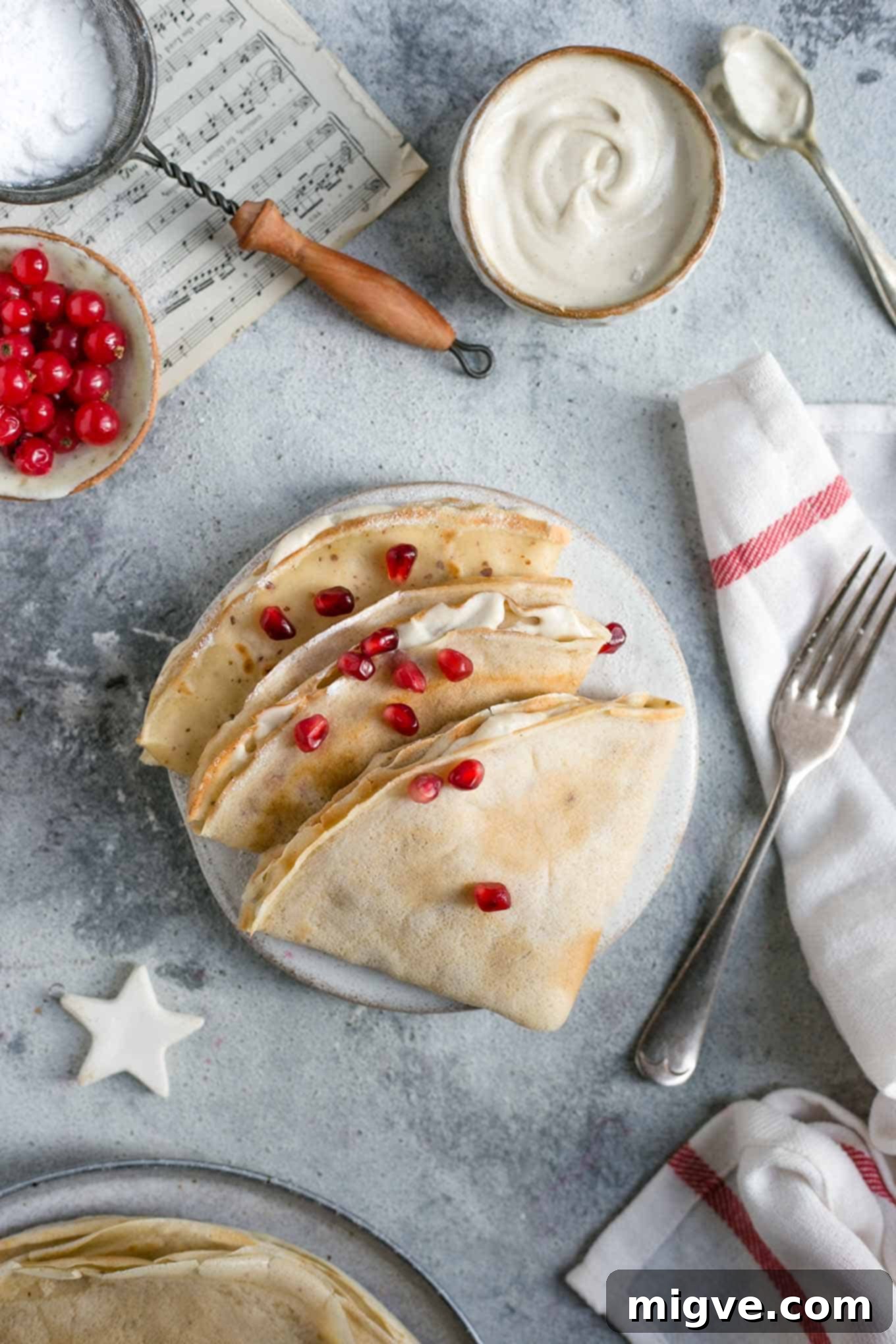 Delicious and delicate vegan French crepes, perfect for breakfast or dessert