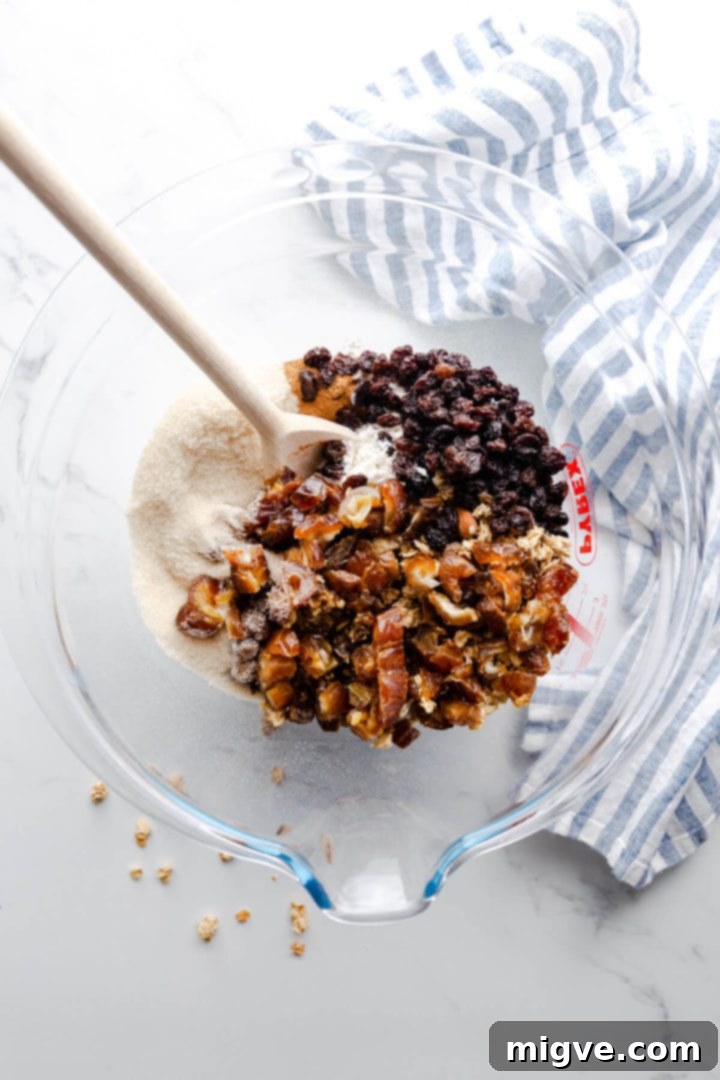 top view of the large mixing bowl with some dry ingredients