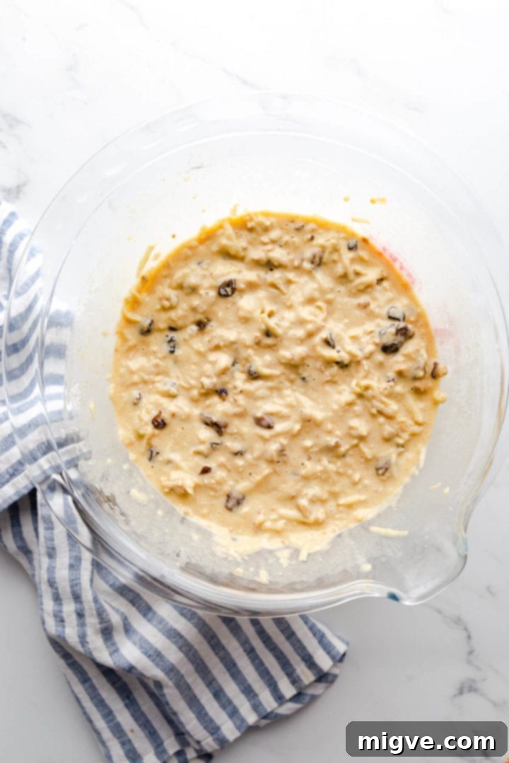 top view of large bowl with muffin batter inside