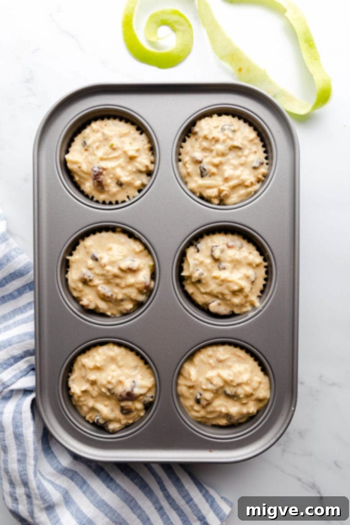 overhead shot of muffin tin filled with batter